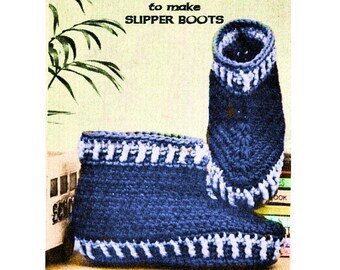 Instant Download PDF Crochet Pattern to make Chunky Warm Slippers Ankle Boots Indoor Shoes for Men Women & Children All Sizes 10 Ply Yarn