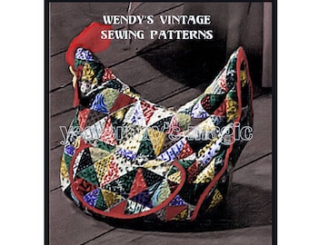 Full Size PDF SEWING PATTERN  Easy A4 Printable to make a Quilted Patchwork Hen Door Stop Bean Bag Chicken Cushion Instant Download