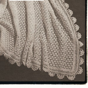 Instant Download PDF Crochet Pattern to make a 40 inch Large Square Lace Edged Shawl Newborn Baby Christening Heirloom 3 Ply Yarn