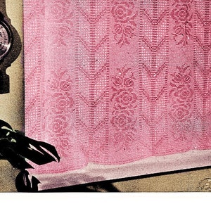 Instant Download PDF Crochet Pattern to make a French Style Rose Filet Net Lace Cafe Curtain or Blind Shabby Chic Country Cottage