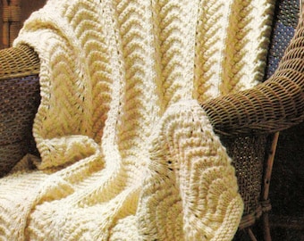 Instant Download PDF Easy Beginners Knitting Pattern to make a Chunky Aran Style Textured Blanket Sofa Throw Fireside Rug Cottage Chic