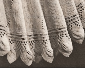 Instant Download Pdf KNITTING PATTERN to make a 48 inch Circular 3 Ply Wool Leaves and Lace Shawl Heirloom Christening Baby Evening Wrap