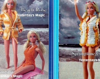 Instant Download PDF CROCHET PATTERN to make a Beach Dress Jacket Tunic Swimsuit 12 inch Teenage Fashion Doll Clothes