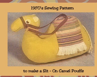Full Size PDF Sewing Pattern A4 Printable Instant Download to make a sit & ride Camel Pouffe Bean Bag Chair Garden Nursery