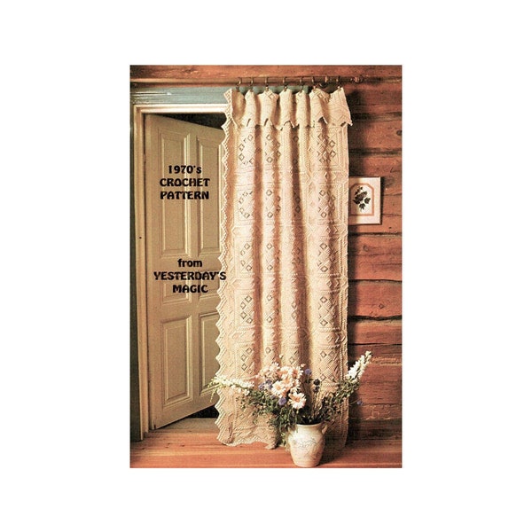 Instant Download PDF Crochet Pattern  to make an Aran Granny Squares Heavy Lace Door Curtain with Pelmet Bedspread Bed Cover Cushions