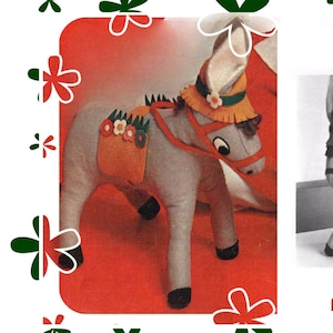 Full Size PDF Sewing Pattern Full Size A4 Printable to make a 14  inch tall Spanish Donkey or Horse Pony Bean Bag Soft Toy Animal