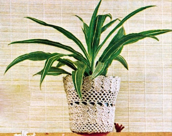 Instant Download PDF Crochet Pattern to make an Indoor Plant Pot Cover Holder Adaptable to all Pot Sizes Country Cottage