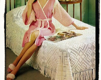 Vintage Crochet Candlewick Afghan blanket instant download crochet pattern