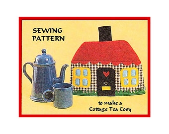 Instant Download PDF SEWING PATTERN Easy Beginners Full Size A4 Printable to make a Country Cottage Padded Tea Cosy or Basket Cover