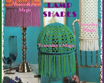 Instant Download PDF Crochet Pattern to make 3 Fringed Light Shades Ceiling Table Lamp Hippy Retro Country Home Rustic Decor 4 Ply Yarn