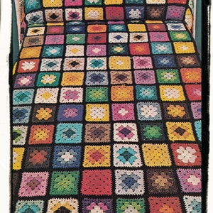Instant Download PDF Beginners Crochet Pattern to make a Granny Squares Multi Colour Kaleidoscope Afghan Blanket Bedspread Rug Sofa Throw