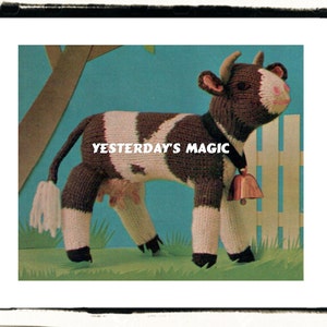 Instant Download PDF Knitting Pattern to make a Realistic 9 Inch Tall Patchy Cow Farm Animal Soft Toy