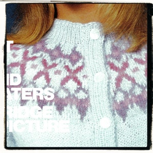 Instant download PDF Knitting Pattern to make a Fairisle Yoke Womens Cardigan with Pockets 10 Ply Yarn 4 Sizes 32 to 38 inch Bust