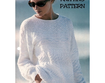 Instant Download PDF Knitting Pattern to make a Womens or Mens Oversize Summer Sweater 8 Ply DK Yarn 34 36 38 40 42 44 inch Bust Chest