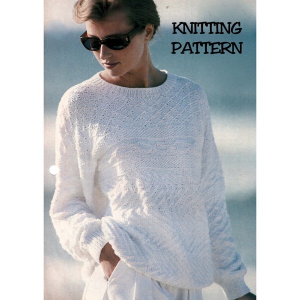 Instant Download PDF Knitting Pattern to make a Womens or Mens Oversize Summer Sweater 8 Ply DK Yarn 34 36 38 40 42 44 inch Bust Chest