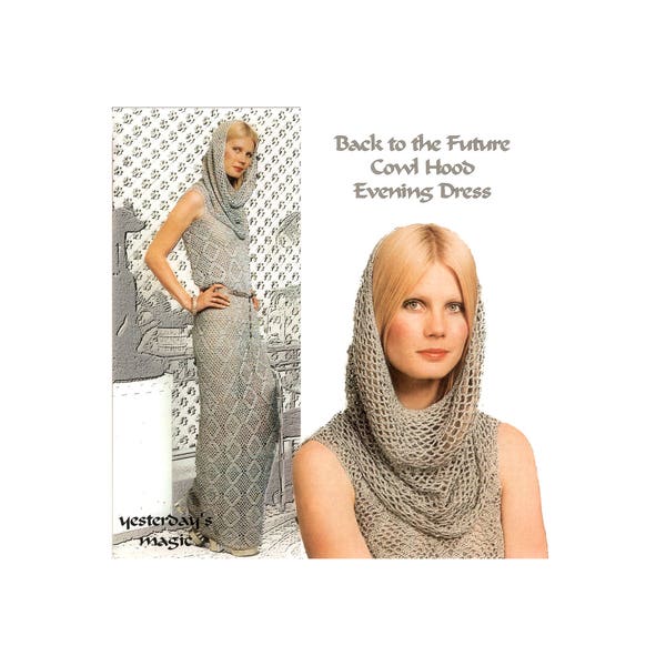 Instant Download PDF Crochet Pattern to make an Ankle Length Long Elegant Lacy Sheath Dress Cowl Hood  4 Ply Yarn 34 to 38 inch Bust 2 Sizes