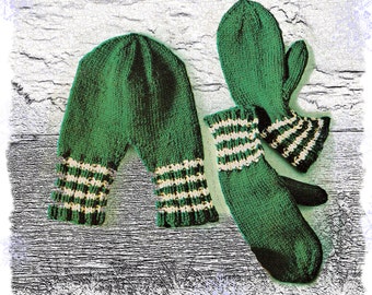 Instant Download PDF Knitting pattern to make His & Hers Holding Hands Winter Ski Mittens Mens Womens Gloves Double Pointed Needles