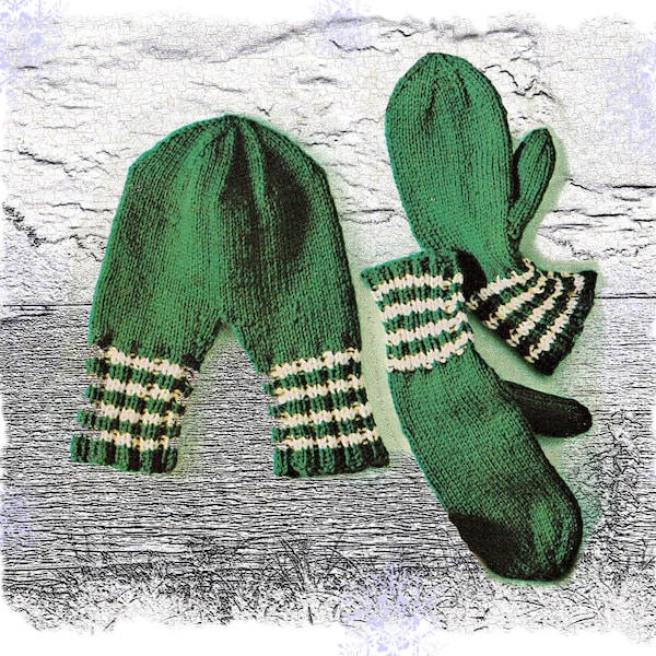 Instant Download PDF Knitting pattern to make His & Hers Holding Hands Winter Ski Mittens Mens Womens Gloves Double Pointed Needles