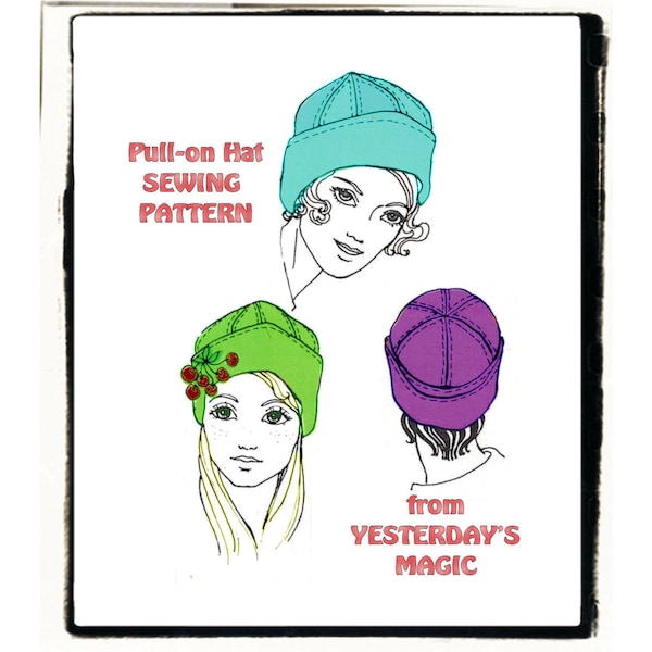 PDF Easy Sewing Pattern Full Size A4 Printable Instant Download to make a Pull on Wool Jersey Felt or Fur Fabric Winter Hat Mod Womens Ski