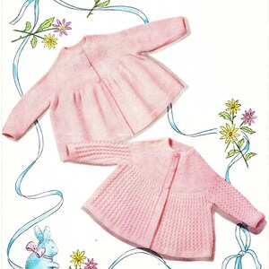Instant Download PDF KNITTING PATTERN to make a Baby Girls Matinee Angel Jacket Cardigan 2 Styles 3 Ply Yarn 2 Sizes Birth to 12 months