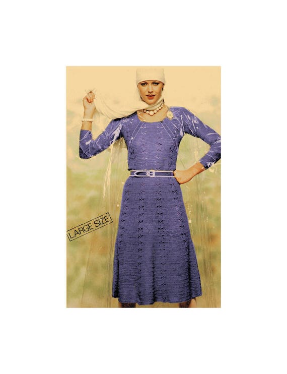Intant Download PDF Crochet Pattern to Make a Womens Long Sleeve Lacy Slim Fit  Dress Adjustable Length 3 Ply Yarn 4 Sizes 34 to 44 Inch Bust - Etsy