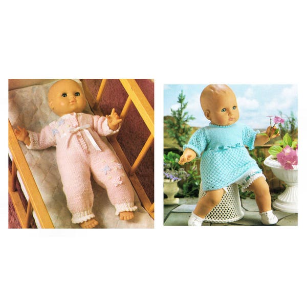 Instant Download  PDF KNITTING PATTERN to make a Sleepsuit Dress & Bloomers or Pants 16 to 24 inch Baby Dolls Reborn Doll  Premature Baby