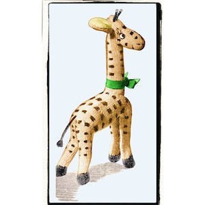 Instant Download PDF Toy Knitting Pattern to make an 14 inch Tall Giraffe 3 Ply Yarn