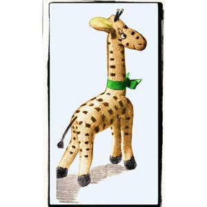 Instant Download PDF Toy Knitting Pattern to make an 14 inch Tall Giraffe 3 Ply Yarn