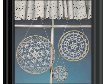 Instant Download PDF Crochet Pattern to make Lace Snowflake Circles Doileys Window Hangers Christmas Decorations Mobile Dreamcatcher