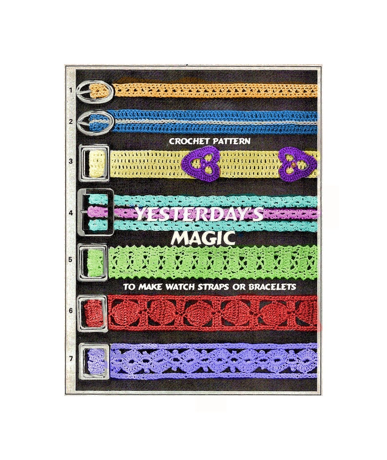 Instant Download PDF Crochet Pattern to make Watch Straps Bracelets Wrist Hair Band Friendship Braid Belt Lace Edging Trimming image 1