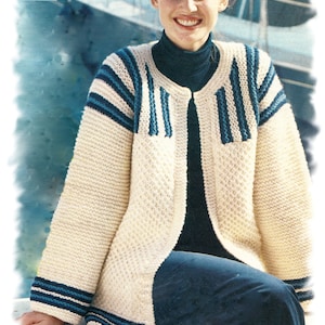 Instant Download PDF Easy Quick Knitting Pattern to make a Womens Jacket Chunky Yarn Loose Fit 32 34 36 38 40 inch bust