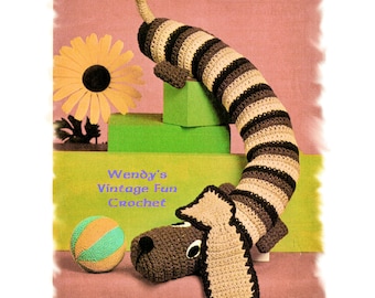 Instant Download PDF Easy Beginners Crochet Pattern to make a Dachshund Silly Sausage Dog Draught Excluder Door Stop or Soft Toy Cushion