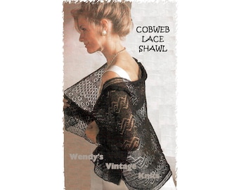Instant Download PDF Knitting pattern to make a Fine Lace Cobweb Gossamer 1 ply Shetland Wool Shawl Shoulder Wrap Stole Wedding Evening