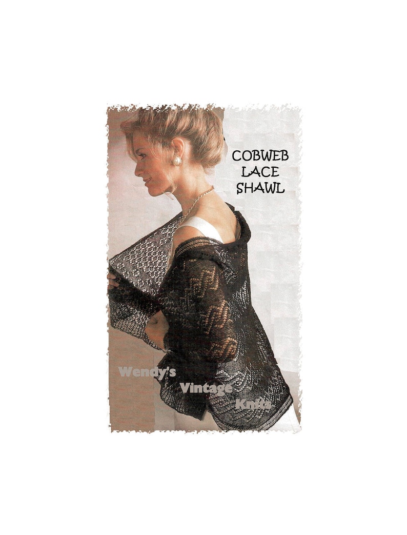 Instant Download PDF Knitting pattern to make a Fine Lace Cobweb Gossamer 1 ply Shetland Wool Shawl Shoulder Wrap Stole Wedding Evening image 1