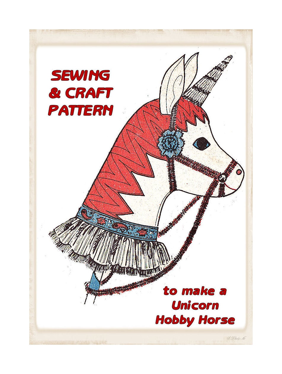 PDF Easy Sewing Pattern Full Size & A4 Printable to make a Magical Fantasy Unicorn Hobby Horse Fairytale Pony Ride On Toy Instant Download
