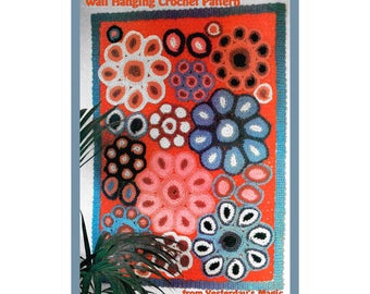 Instant Download PDF Crochet Pattern to make a Retro Mod Bold Daisy Mandala Hippy Wall Hanging Art Panel or Rug