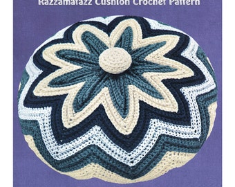 Instant Download PDF Crochet Pattern to make a 14 inch Circular Floor Cushion Hassock Pouffe Footstool Retro Flower Power Mod Deco