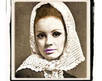 Instant Download PDF Crochet Pattern to make a Womens Triangle Mesh Head Scarf  Hair Wrap Lacy Edging One Size 2 Ply Yarn