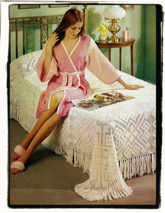 Vintage Crochet Candlewick Afghan blanket instant download crochet pattern