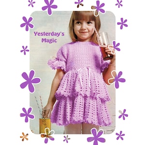 Instant Download PDF Crochet Pattern to make a Fairytale Frilly Lacy Girls Party Bridesmaid Dress 4 Ply Yarn 4 Sizes 22 to 29 inch chest