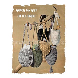 Instant Download PDF Quick Easy Beginners Knitting Pattern to make Little Pouch Shoulder Bags Purse Kindle Phone Make Up Evening Bag