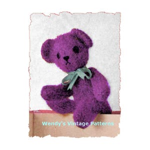 Instant Download PDF Soft Toy Knitting Pattern to make a 14 inch Tall Traditional Cuddly Teddy Bear Moveable Poseable Arms and Legs