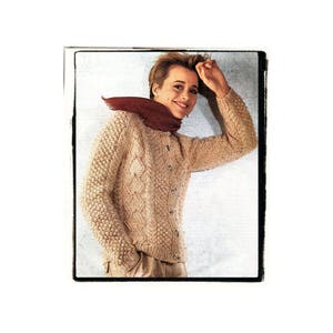 Instant Download PDF Knitting Pattern to make a Womens Aran Style Jacket Cardigan 5 Sizes 10 Ply Yarn 34 to 42 inch Bust Plus Sizes