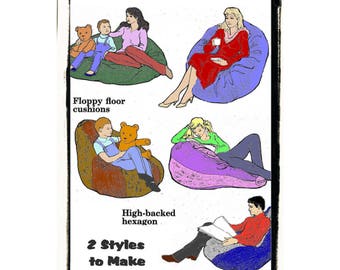 Instant Download CHART TO ENLARGE Sewing Pattern to make a Large Shaped Bean Bag Chair 2 Sizes Retro Circular Big Floor Cushion & Rug