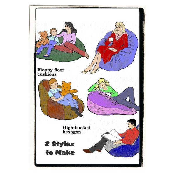 Instant Download CHART TO ENLARGE Sewing Pattern to make a Large Shaped Bean Bag Chair 2 Sizes Retro Circular Big Floor Cushion & Rug