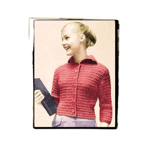 Instant Download PDF Knitting Pattern to make a Womens & Teen Girls Waist Length Crop Jacket 10 Ply Yarn 30 32 34 36 inch bust