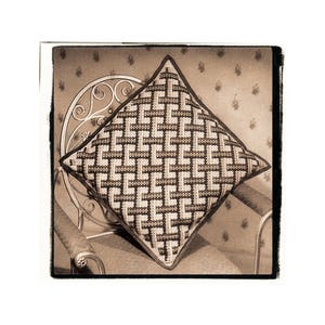 Instant Download PDF Easy Cross Stitch Embroidery Pattern Chart & Instructions to make an 18 inch Square Cushion Cover Woven Trellis Design