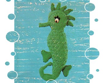 Instant Download PDF Knitting Pattern to make a 14 inch Tall Crazy Seahorse Soft Toy Sea Creature Fun Nursery Cushion Bath Pillow
