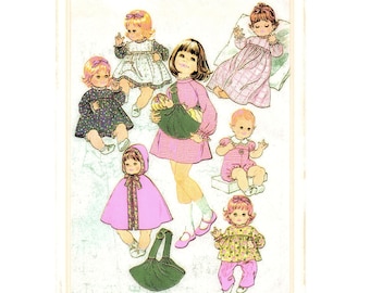 Full Size PDF Sewing Pattern A4 Printable to make Dolls Clothes & Carrier Sling for 14 to 16 inch Baby Dolls 9 Items Dress Romper Cape Smock