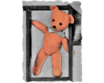 Instant Download PDF Easy  Beginners KNITTING PATTERN to make an 18 inch Tall Traditional Big Cuddly Teddy Bear Soft Baby Toy 10 Ply Yarn